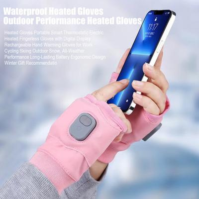 USB Beheizte Handschuhe mit Digitalanzeige Tragbare Smarte Thermostatische Elektrische Beheizte Fingerlose Handschuhe Handwärmende Handschuhe für Outdoor-Arbeit Radfahren
