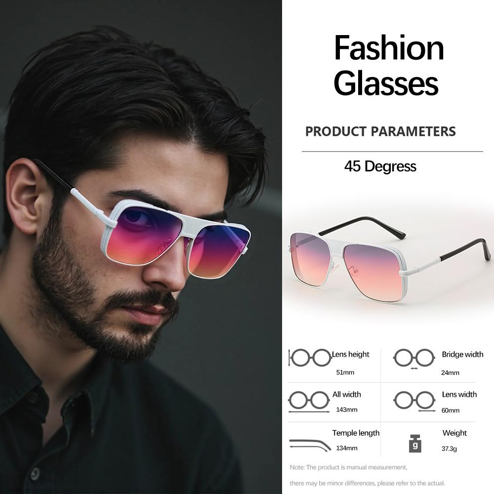 New In Sunglasses for Men Fashionable Large Frame Glasses with Metal Borders Retro and Trendy Items Glasses for Men