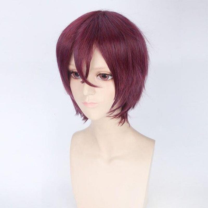35CM Anime Gratuit! Perucă Cosplay Rin Matsuoka, bărbați, femei, scurt, rezistent la căldură, păr sintetic, costum de petrecere de Halloween, peruci pentru jocuri de rol