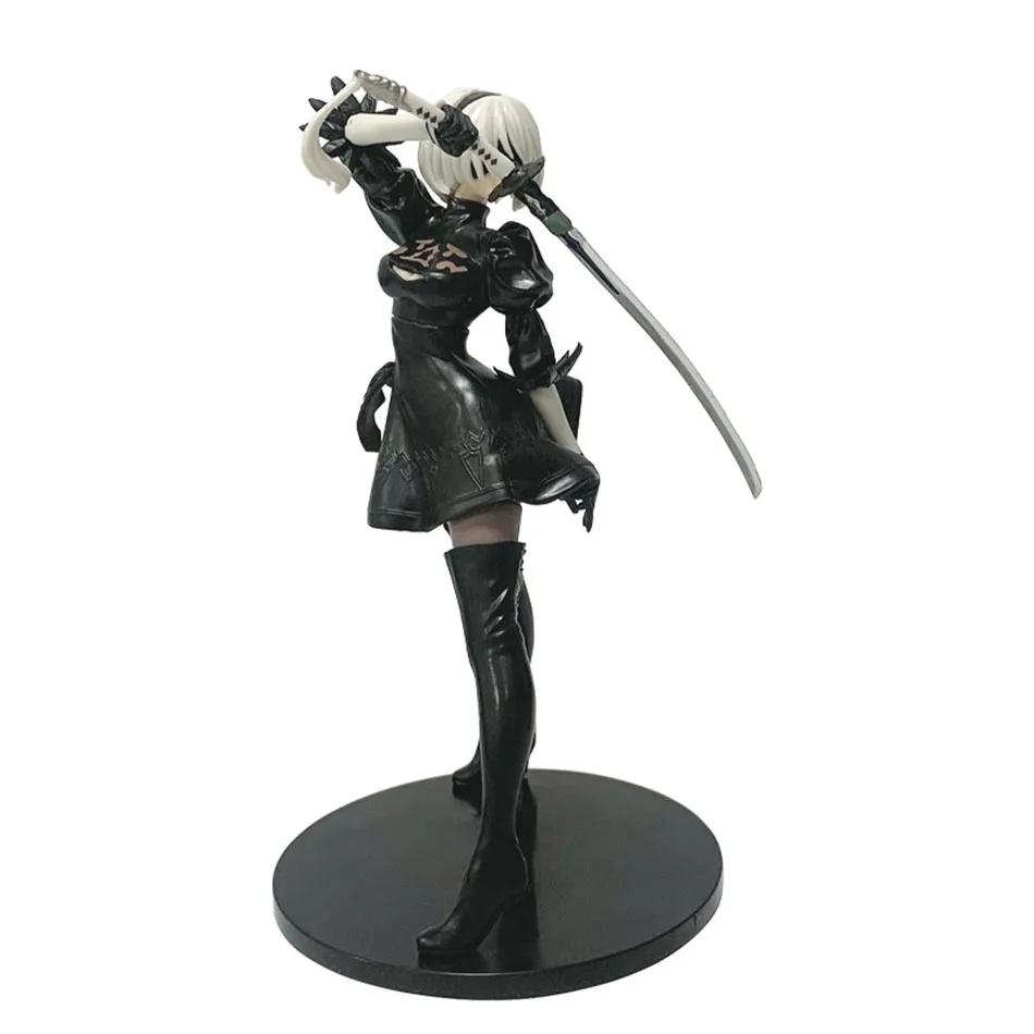 Figurine Anime Yorha 2B Série Noir et Blanc 18CM Figurine d'Action à Collectionner en PVC Modèle Poupée Statuette Cadeau