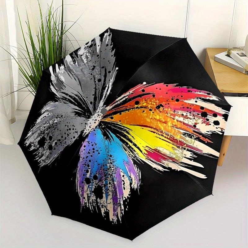 1pc Butterfly Colors Automatic Open 8-Rib Windproof Umbrella, Travel & Commuting, Suitable for All Seasons