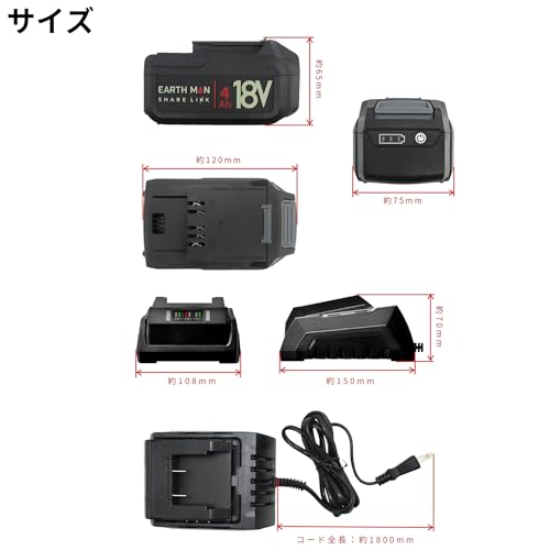 Takagi EARTH MAN SHARE LINK 18V Rechargeable Impact Wrench SL-IW200-AS