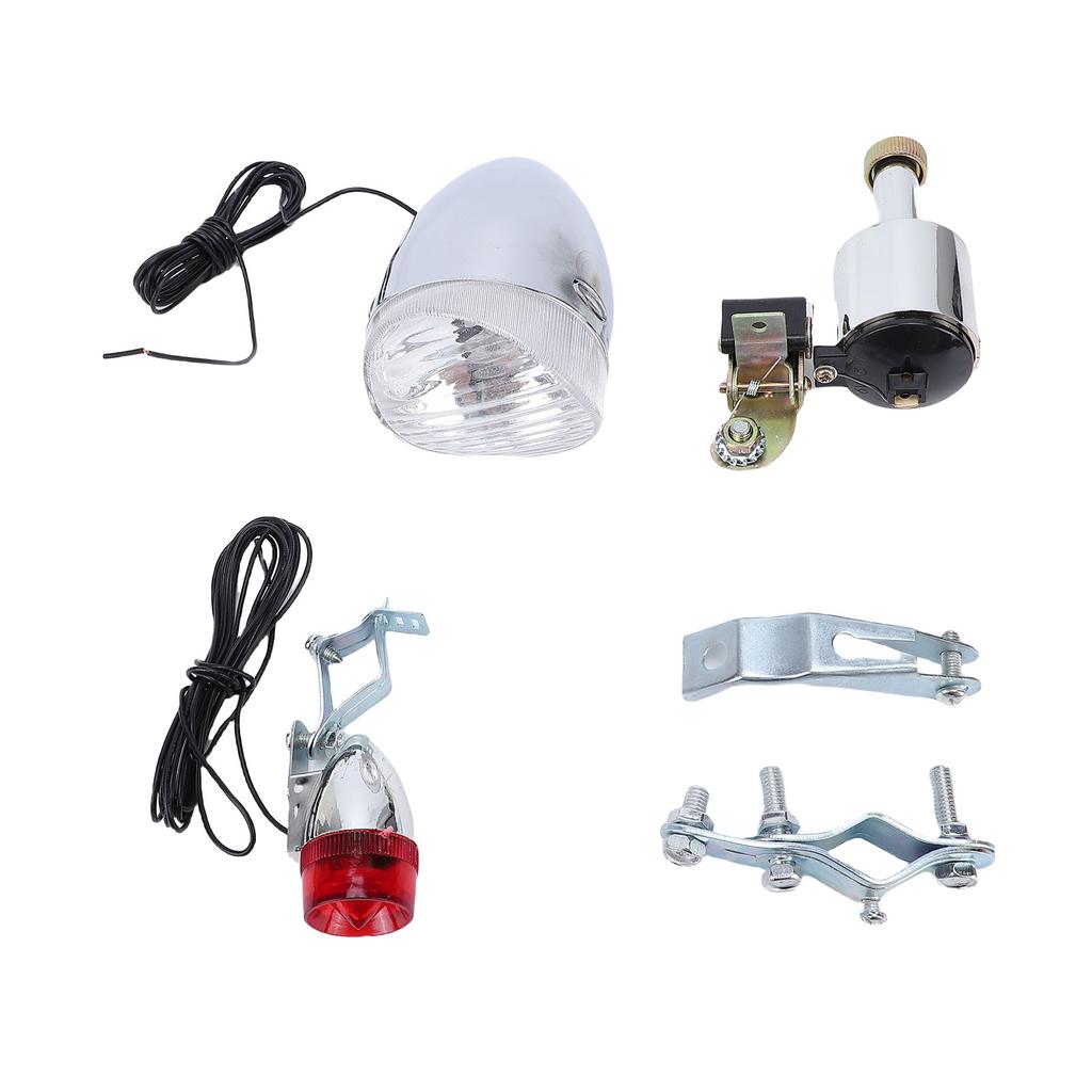 Bike Generator Headlight Tail Light Kit 6W Friction Generator Head Tail Lamp for Road Bike Mountain Bike