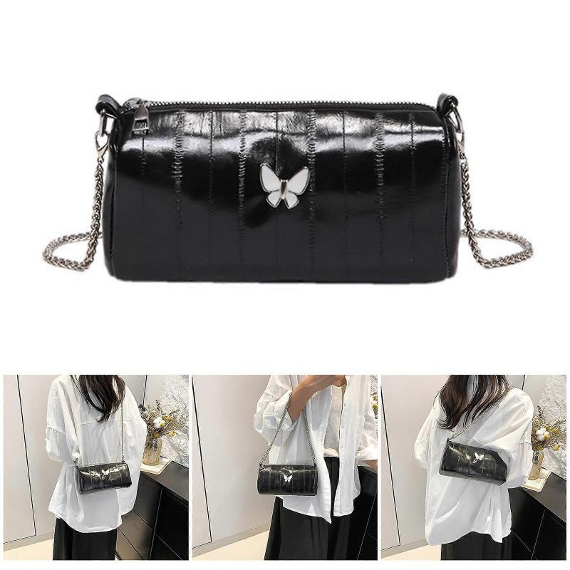 Womens Handbag Chain Strap Crossbody Bag Butterfly Messenger Bag Trend Shopping Dating Bag PU Leather Shoulder Bag White