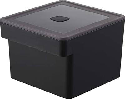 Yamazaki Jitsugyo 7738 Miso Pack Storage with Handle, Sealed Food Container, Black, Approx. W13.6 X D15.1 X H11cm, Tower with Bubble