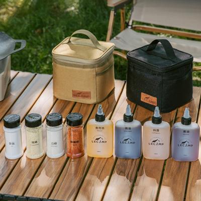 Tragbares Gewürzflaschen-Set für den Außenbereich, Camping-Picknick-Gewürzspender, versiegelte Ölflasche, Kombination aus Gewürz-Aufbewahrungstasche