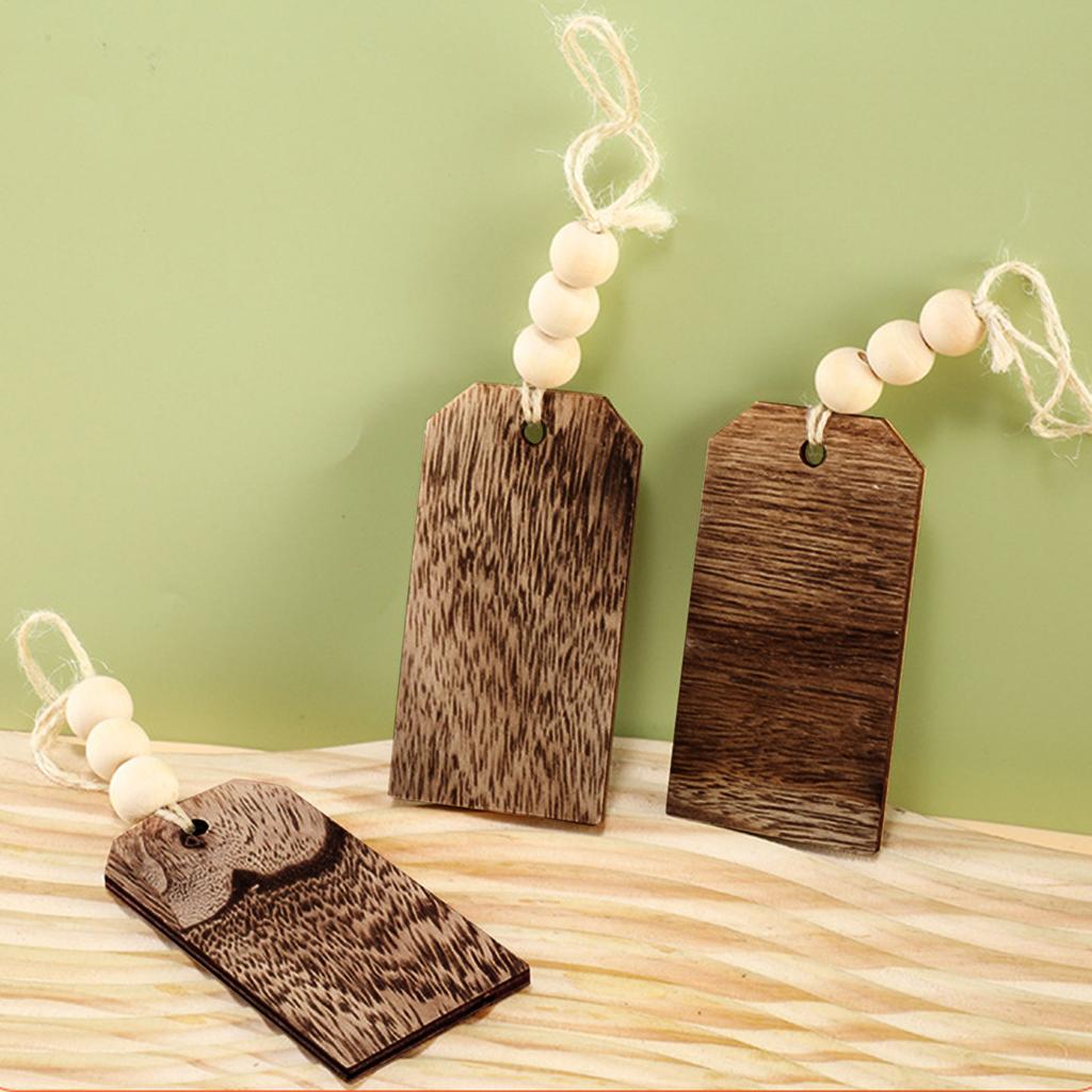 12Pieces Customizable Wood Nameplates Christmas Stocking Hanging Name Tagged with Wood Beads for DIY Home Decorations