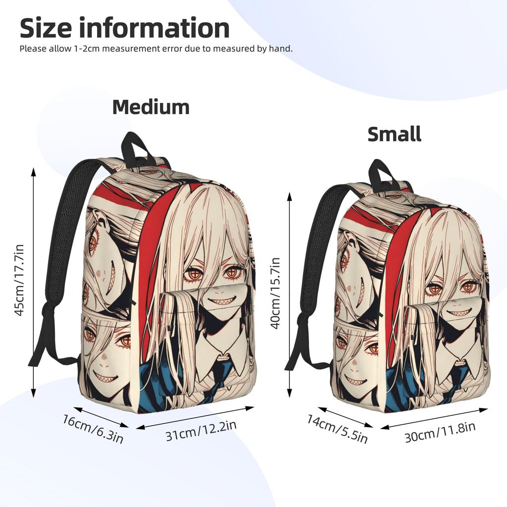 Power confident manga Backpack Chainsaws Mans Sport Backpacks Unisex Colorful Pattern High School Bags Style Rucksack
