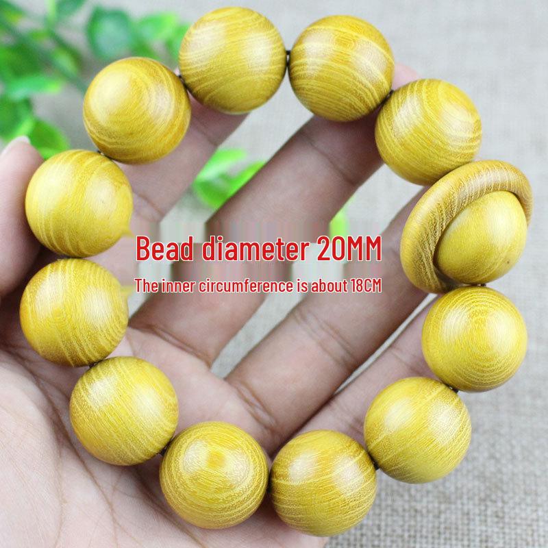 Zhemu 2.0 Gelbes Sandelholz Buddhistisches Perlenarmband (108 Perlen) für Männer und Frauen