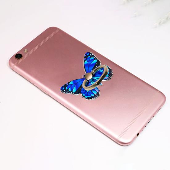 Smooth Edge 360 Degree Free Rotation Self-Adhesive Finger Ring Holder Colorful Butterflies