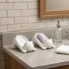 Self Draining Plastic Soap Dish Cat Shaped Bathroom Soap Holder Soap Sponge Tray  Household