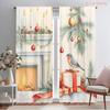 2pcs,2D Plane Printing Print Curtains Christmas Bird Candle Ornament Fireplace Polyester Woven (without Rod) All Seasons Ldeal