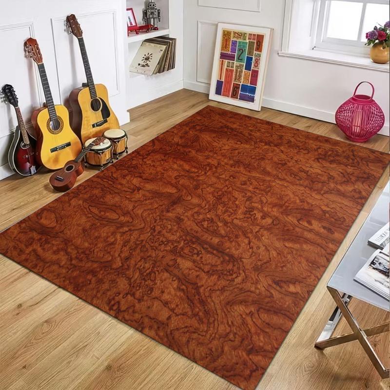Modern Wood Grain Print Area Rug Non Slip Durable Floor Mat for Living Room Bedroom Office Kitchen Decor
