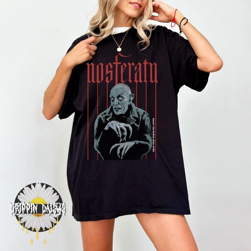 Nosferatu Pattern Tshirt for Womens Summer New Item Suitable for Both Unisex and Women Casual Tshirt