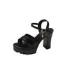 Women's 2024 Summer Rhinestone Buckle Chunky Heel One-Strap Sandals