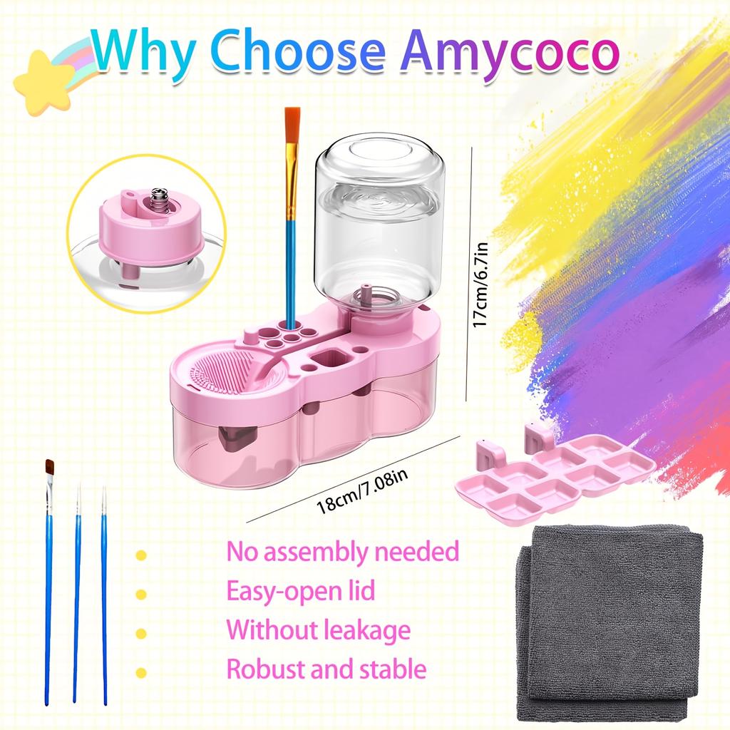 Paint Brush Cleaner Tool with Tray,Upgraded 4-in-1 Painting Supplies with ,Brush HolderandBrush Holder with