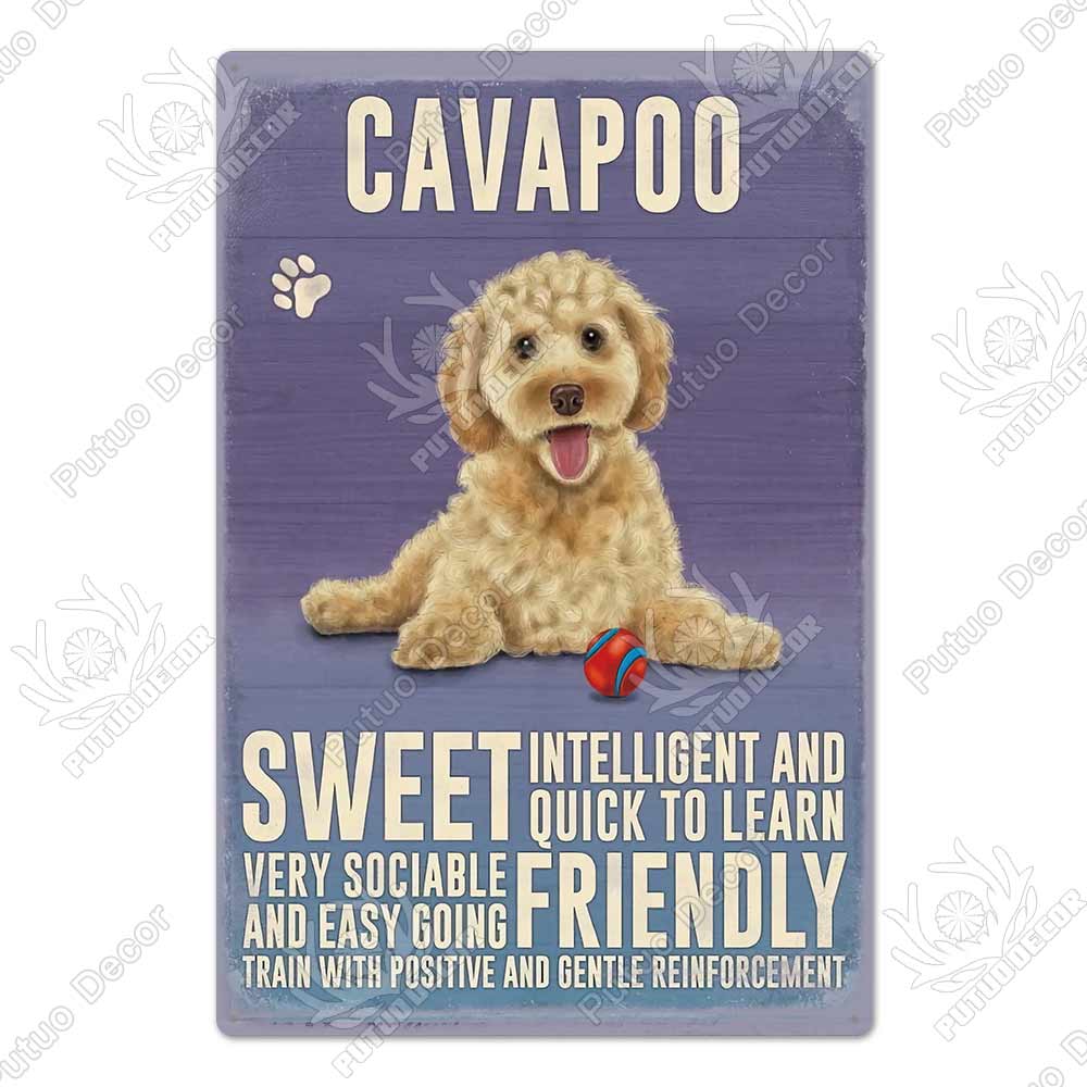 Putuo Decor Dog Vintage Tin Sign Plaque Metal Plate Wall Art Decoration for Living Room Man Cave Cafe Farm Home Retro Poster