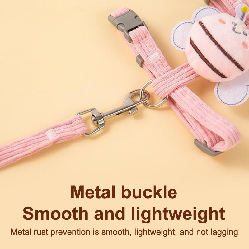 Cat Harness Leash Collar Set Adjustable Cartoon Bee Double Layer Dog Harness For Small Medium Pet Collar Leash Outdoor Walking