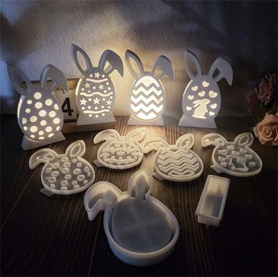 Osterhase Projektion Kombination Silikonformen DIY Hasen Gips Zement Harz Seifenherstellung Form Handwerk Heimdekor Ornament