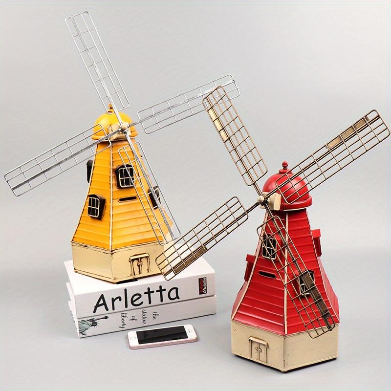 Vintage Windmill Model Metal Art Crafts Creative Piggy Bank Home Living Room Bar Window Cabinet Decorations, Birthday Valentine'S Day Gift,