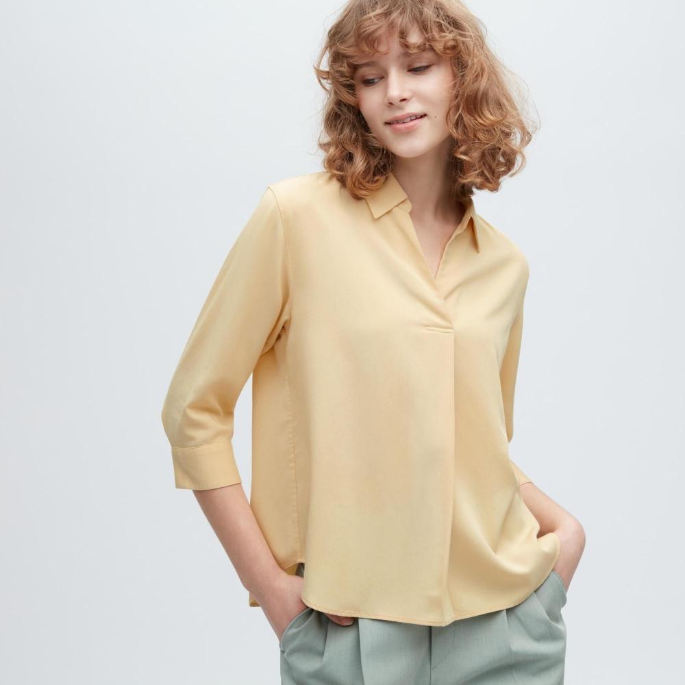 

UNIQLO JAPAN Блузка из искусственного шелка с рукавом три четверти