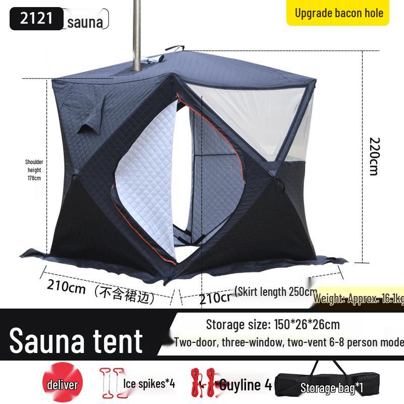 Large Pentagonal Ice Fishing Tent with TPU Window for Winter Camping - Thickened for Warmth and Cold Protection