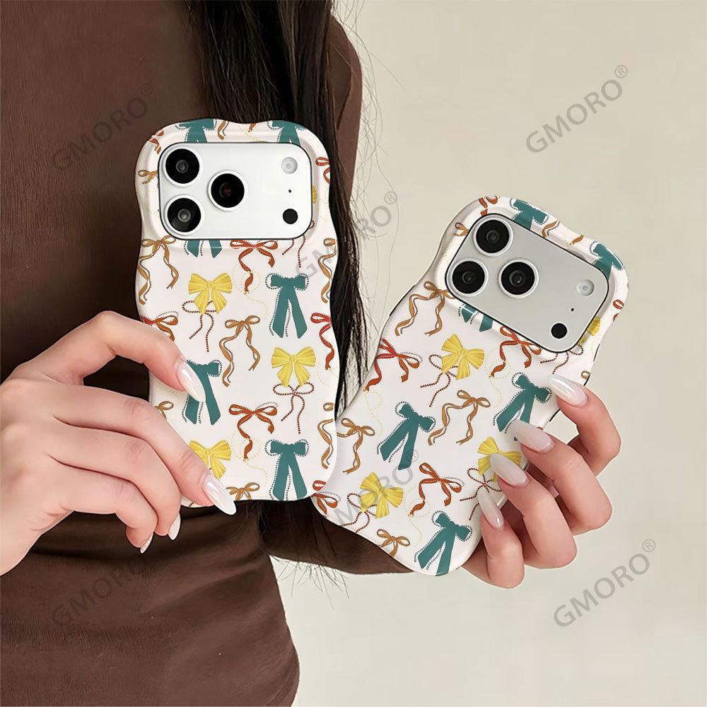 Contrasting Macaron Bow Mobile Phone Case iPhone12 Fashion Women's Wave 2-in-1 Film Shell Apple 17