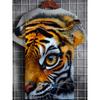 3D Tiger Face Animal Printed T-Shirt for Men Trendy Short Sleeve Tees Cool Intense Tiger Eye Graphic Round Neck Pullover Hip Hop Streetwear Tops Male