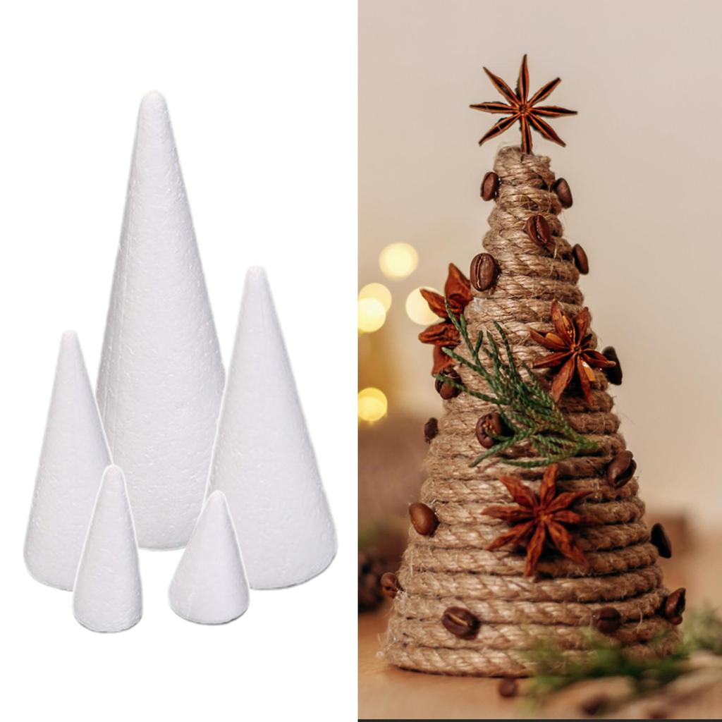 5 Pieces Foam Cones for Crafts Decorations Cake Topper Polystyrene Cones for Table Centerpiece Wedding Party Activities DIY Arts