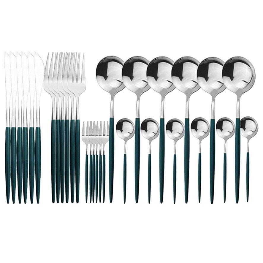 Set de vesela din oțel inoxidabil, 30 de buc