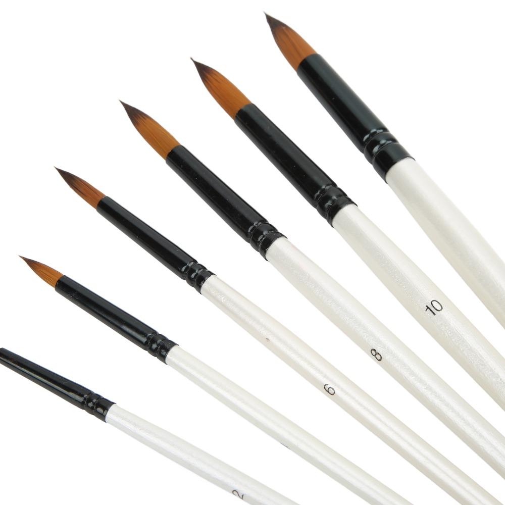 6pcs 6 Sizes Watercolor Brush Set Fine Detail Tip Oil Paint Brush Tips Fine Detail Tip
