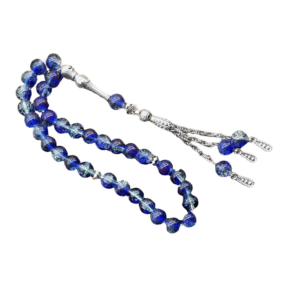 Muslimische Gebetsperlen 33 Tasbih Eisglas Rosenkranz mit Quastenanhänger Ethnisches islamisches Armband für die tägliche Andacht