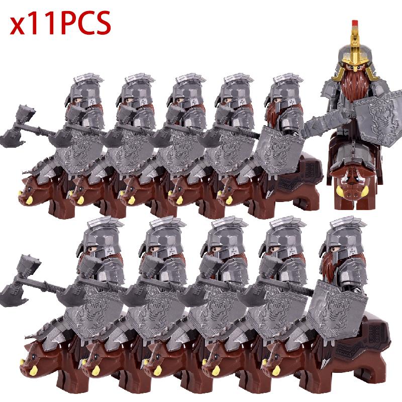 MOC Medieval Uruk-hai Orc Soldiers Raider Vargr Wolf Mount Knights Mini Figurine Building Block Set Educational Toy for Kids