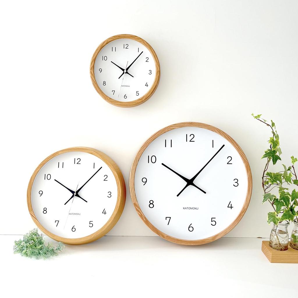 KATOMOKU Muku Clock 13 LL Oak km-139OA Wall Clock with Sweep Movement, 38.2cm Diameter (Quartz Clock)