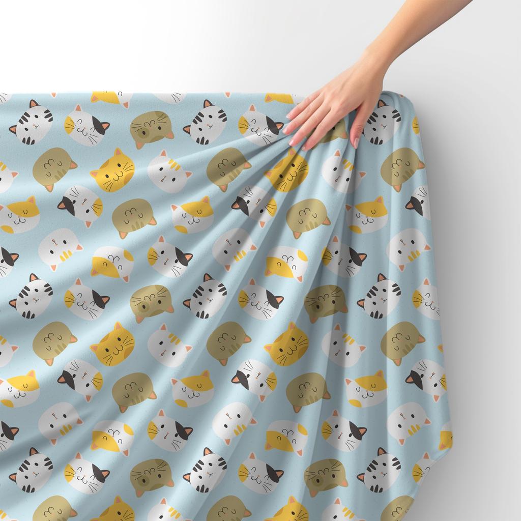 Royal Samt Stoff Polyester Zum Nähen - Motiv Katzenkopf 2