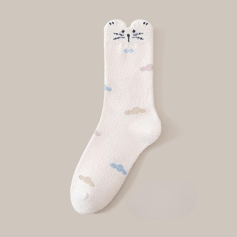 Winter and Autumn Thick and Warm Half-Size Fleece Women's Non-Loose-Material Mid-Calf Stockings Postpartum At-home Maternity Stockings