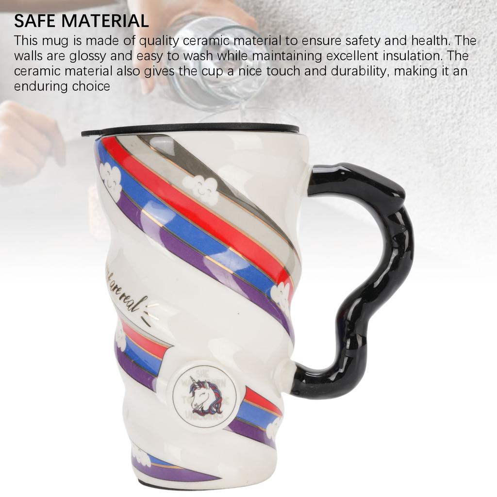 Ceramic Coffee Mug Big 520ml Capacity with Lid Innovative Unique for Home Travel