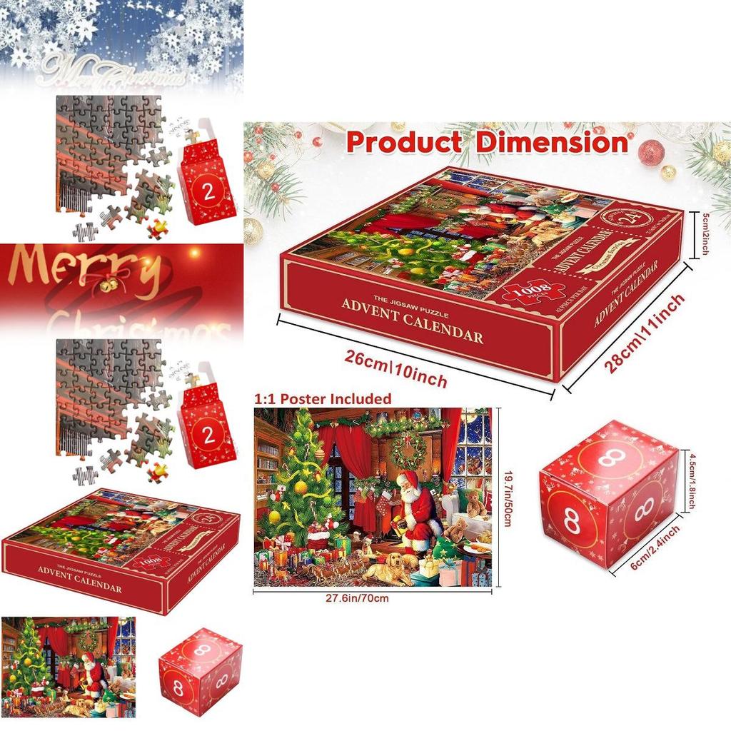 Vibrant Christmas Jigsaw Puzzle Advent Calendar Made From Premium Paper With 1008 Pieces