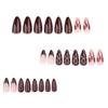Almond Press On Nail Fake Nail Glossy Acrylic Artificial Nail Stick On Nail for Womens 24Pcs 12Sizes Glues On Nail