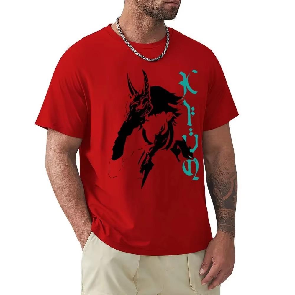 Genshin Impact Xiao Portrait T-Shirt Men Game Manga Awesome 100% Cotton Tees Round Collar Short Sleeve T Shirts Printed Tops