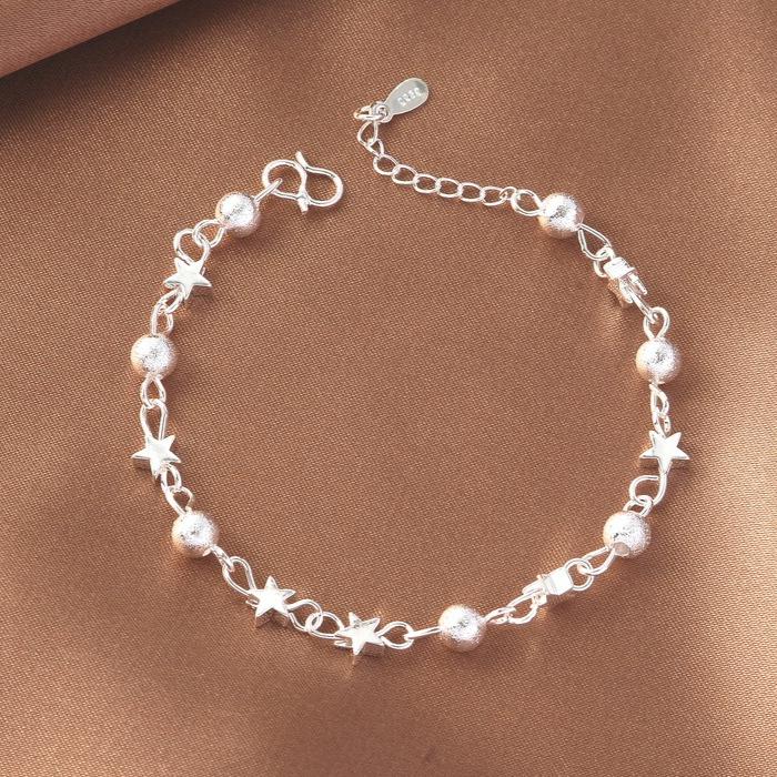 Fashion 925  Silver Bracelets For Women Vintage Designer Round Beads Adjustable Chain Bracelet Party Wedding Jewelry