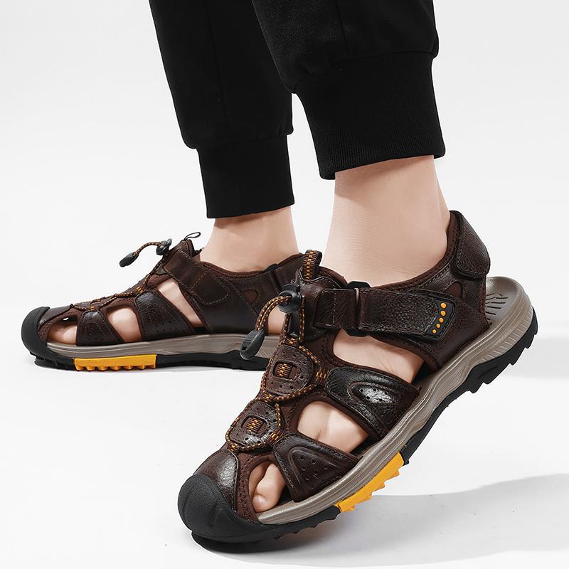 Mode PARZIVAL Sommar Herrsandaler Utomhus Halkfria Herr Strandskor Handgjorda Äkta Läder Herrskor Mode Romerska Sneakers