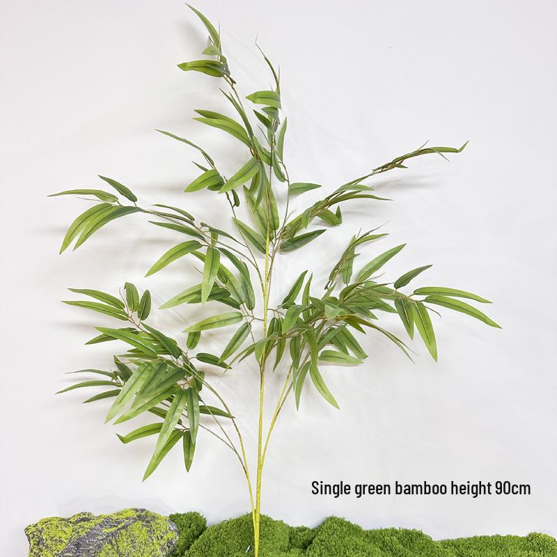 Одиночная ветка искусственного бамбука с приклеенными листьями для озеленения и декора