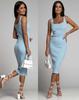 2022 Summer Solid Color Sleeveless U-Neck Bodycon Ribbed Dress