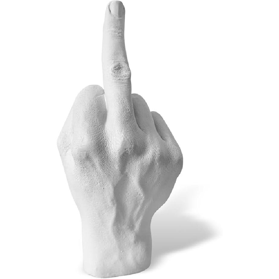 Silver Polyresin Hand Gesture Desk Statues Finger Sculpture Decor - Silver Personality Finger Practical Joke Halloween Prank Gifts (Love Heart Gold)