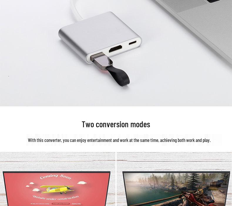 USB-C to HDMI 3-in-1 Docking Hub Adapter for TV and Projector