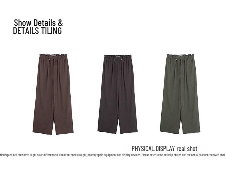 XHK2553 Large Winter Maillard Style Corduroy Pants - Elastic Waist, Retro, Plus Size