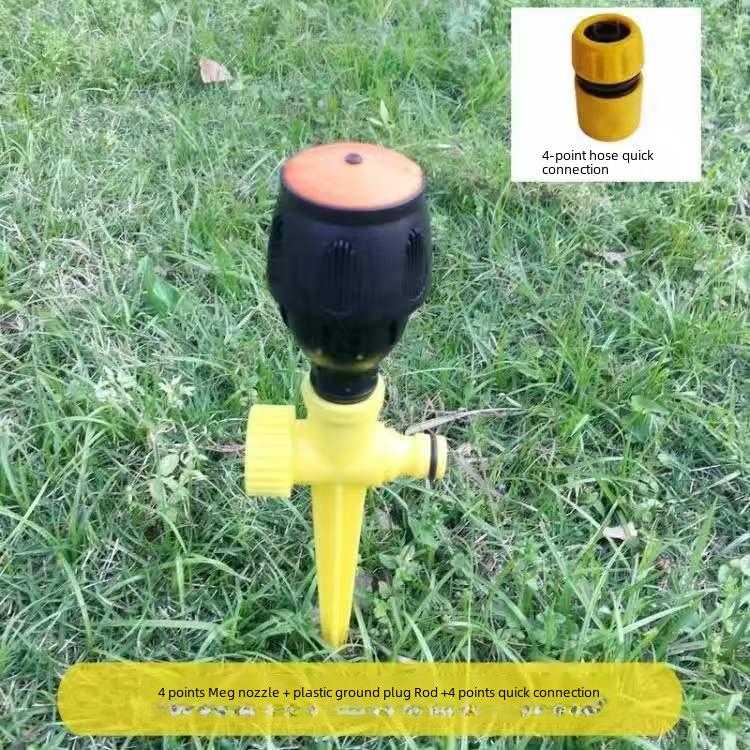 4-Point Plastic Alloy Ground Plug with Inner Wire Needle, Fixed Sprinkler Head & Magnetic Base, Series-Connectable for Agricultural Gardens.