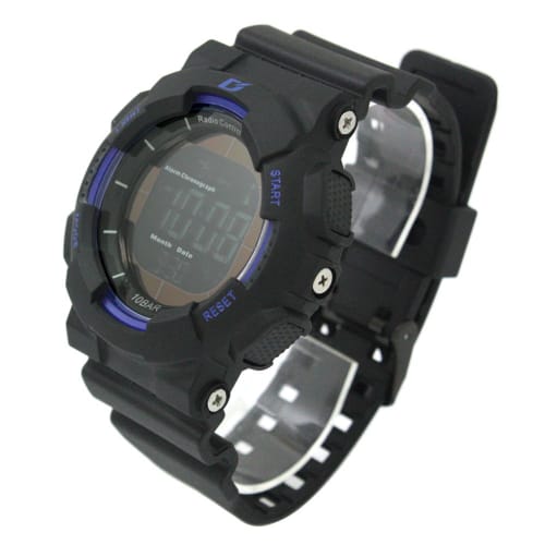 Arias Men's Radio-Controlled Solar Digital Watch with Dash Function, Waterproof, Multi-Function, Backlit, Inverted LCD Display, Urethane Strap, ADWW15