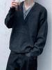 Korean Style Men's V-Neck Knit Sweater: Versatile Fake Two-Piece for Autumn/Winter